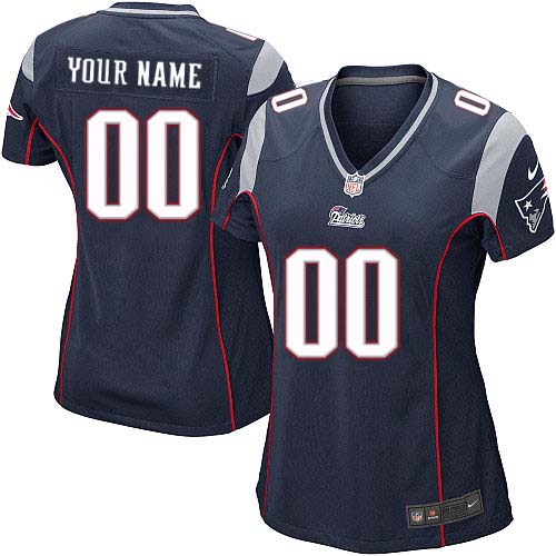 Nike New England Patriots Customized Navy Blue Stitched Women's NFL Jersey - Click Image to Close